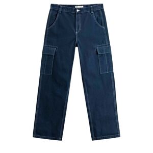 Zara CARGO JEANS WITH SEAM DETAILS/ indigo
